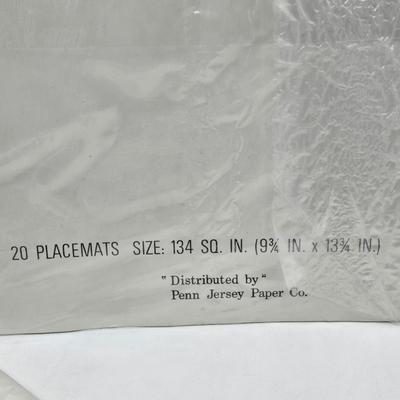 LOT 125: Bicentennial Placemats and Napkins, ARC France Glass Cannister, Hull Pottery Alpine Pretzel Jar, and More