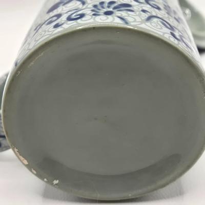 LOT 129: Andrea by Sadek Vase, 3 Piece Tea Cup Set, Asian Doll on Stand, Vintage Japanese Umbrella, and More