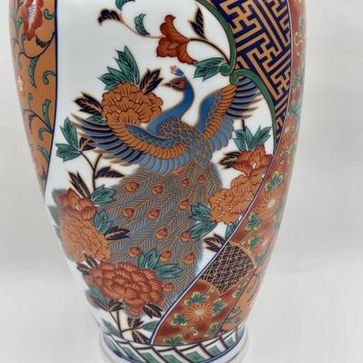 LOT 129: Andrea by Sadek Vase, 3 Piece Tea Cup Set, Asian Doll on Stand, Vintage Japanese Umbrella, and More