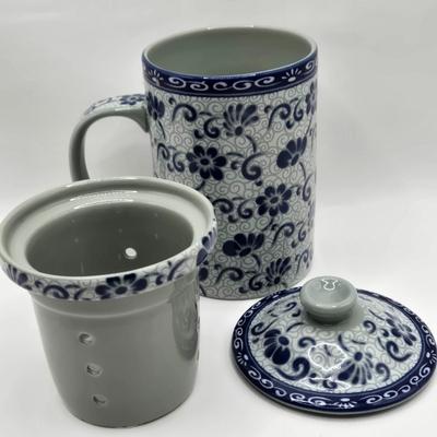 LOT 129: Andrea by Sadek Vase, 3 Piece Tea Cup Set, Asian Doll on Stand, Vintage Japanese Umbrella, and More