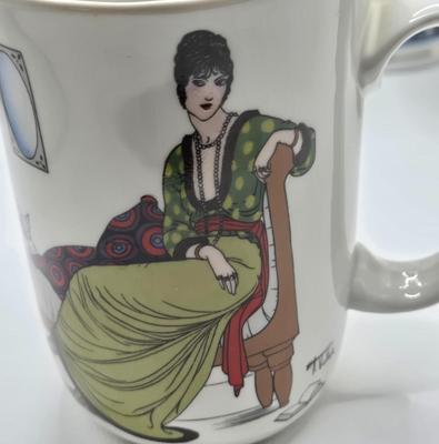 LOT 129: Andrea by Sadek Vase, 3 Piece Tea Cup Set, Asian Doll on Stand, Vintage Japanese Umbrella, and More