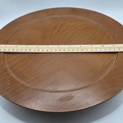 LOT 133: MCM Wooed Lazy Susan, Stainless Steel Condiment Server, Gravy Boat, 4 Silver Plated Dessert Cups and Glass Salad Serving Spoon...