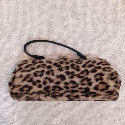 LOT 136: Vintage Gimbels Faux Leopard Print Hat with Norman Kartiganer Wig Holder, Faux Fur Handbag & More