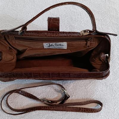 LOT 137: John Weitz Leather Handbag, Hoodlums Ltd Floral Hat, Knit Shawl & More