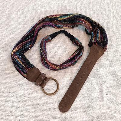 LOT 140: Junior Seasons Straw Hat, Swiss Purple Fur Pompadour Hat, Multi-Color Fabric and Leather Belt & More