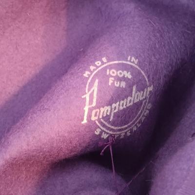 LOT 140: Junior Seasons Straw Hat, Swiss Purple Fur Pompadour Hat, Multi-Color Fabric and Leather Belt & More