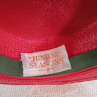 LOT 140: Junior Seasons Straw Hat, Swiss Purple Fur Pompadour Hat, Multi-Color Fabric and Leather Belt & More
