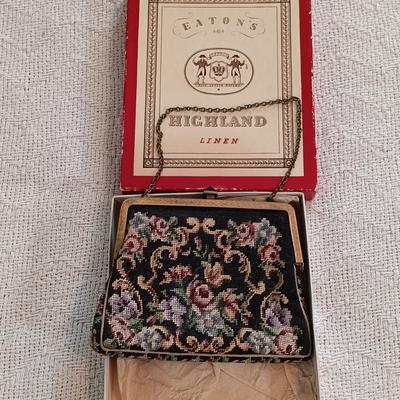 LOT 145: Vintage Tapestry Handbag, Glamour Girl Head Vase, Handpainted Silk Fan & More