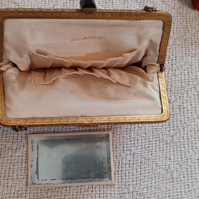 LOT 145: Vintage Tapestry Handbag, Glamour Girl Head Vase, Handpainted Silk Fan & More