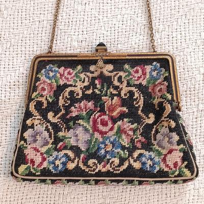 LOT 145: Vintage Tapestry Handbag, Glamour Girl Head Vase, Handpainted Silk Fan & More