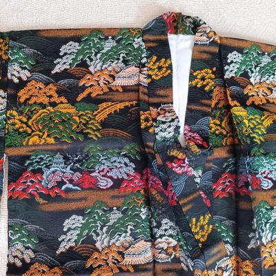 LOT 147: Vintage Kimono with Handpainted Paper Umbrella