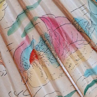 LOT 147: Vintage Kimono with Handpainted Paper Umbrella