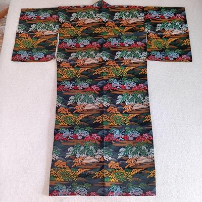 LOT 147: Vintage Kimono with Handpainted Paper Umbrella