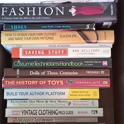 LOT 153: Box of Books: Antiques, Fashion, Collecting, Designing Clothes and More