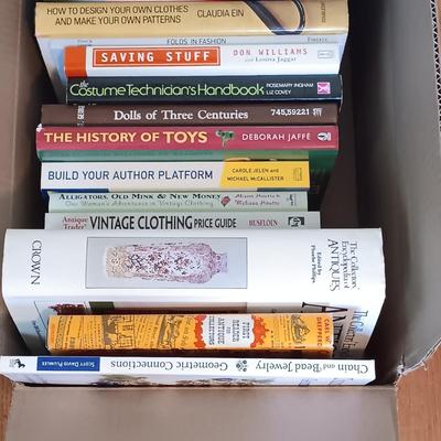 LOT 153: Box of Books: Antiques, Fashion, Collecting, Designing Clothes and More