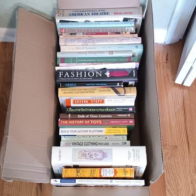 LOT 153: Box of Books: Antiques, Fashion, Collecting, Designing Clothes and More
