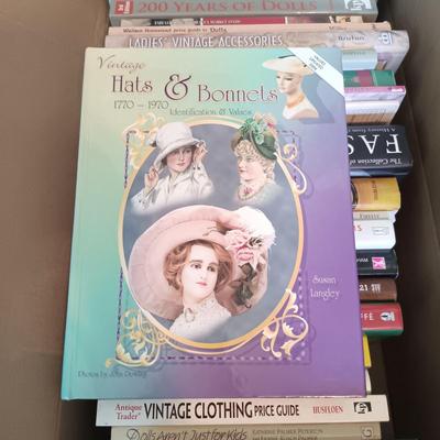 LOT 153: Box of Books: Antiques, Fashion, Collecting, Designing Clothes and More