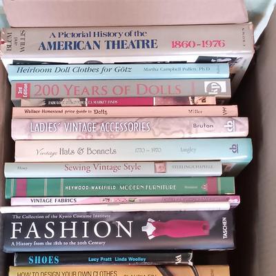 LOT 153: Box of Books: Antiques, Fashion, Collecting, Designing Clothes and More