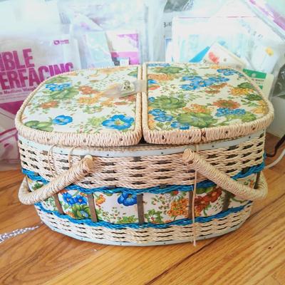 LOT 154: Sewing Basket, Sewing Notions & More