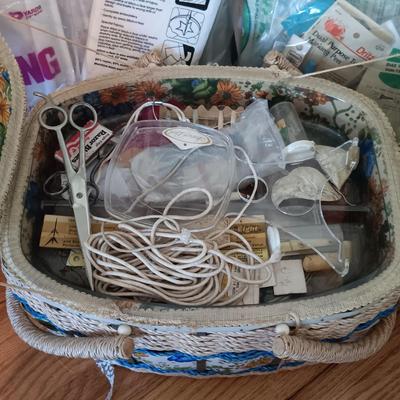 LOT 154: Sewing Basket, Sewing Notions & More
