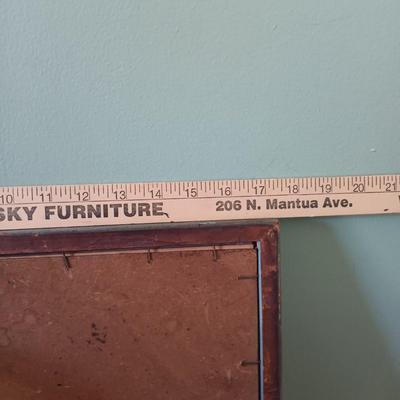 LOT 155: Wooden Thread Rack, All-Purpose Bag w/Wooden Handle & Vintage Signed Terone Print of Southern Bell