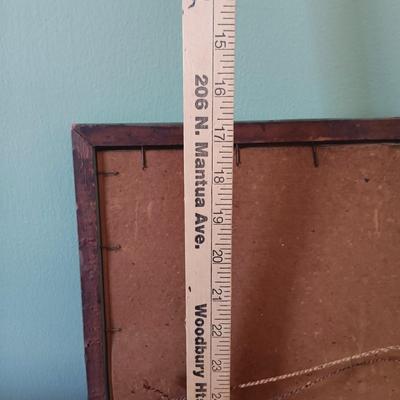 LOT 155: Wooden Thread Rack, All-Purpose Bag w/Wooden Handle & Vintage Signed Terone Print of Southern Bell