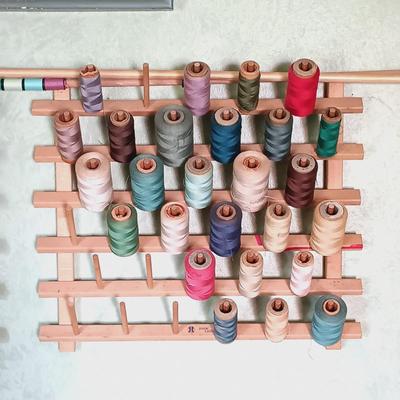 LOT 155: Wooden Thread Rack, All-Purpose Bag w/Wooden Handle & Vintage Signed Terone Print of Southern Bell