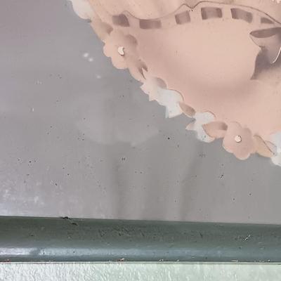 LOT 155: Wooden Thread Rack, All-Purpose Bag w/Wooden Handle & Vintage Signed Terone Print of Southern Bell