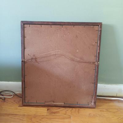 LOT 155: Wooden Thread Rack, All-Purpose Bag w/Wooden Handle & Vintage Signed Terone Print of Southern Bell