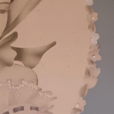 LOT 155: Wooden Thread Rack, All-Purpose Bag w/Wooden Handle & Vintage Signed Terone Print of Southern Bell