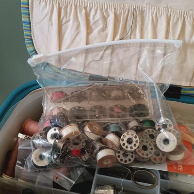 LOT 156: Elna 2110 Sewing Machine & Sew Box w/Notions