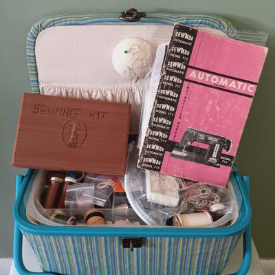 LOT 156: Elna 2110 Sewing Machine & Sew Box w/Notions