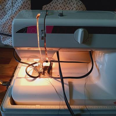 LOT 156: Elna 2110 Sewing Machine & Sew Box w/Notions