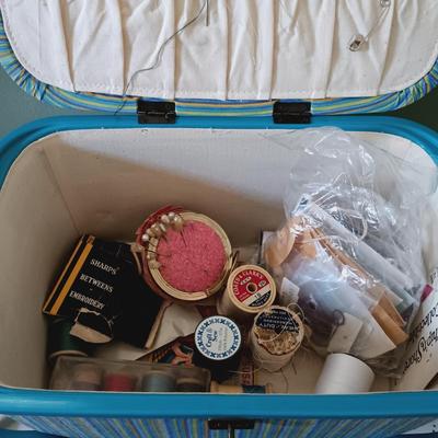 LOT 156: Elna 2110 Sewing Machine & Sew Box w/Notions