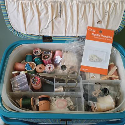 LOT 156: Elna 2110 Sewing Machine & Sew Box w/Notions