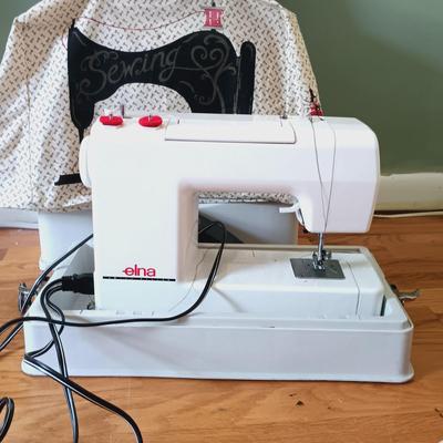 LOT 156: Elna 2110 Sewing Machine & Sew Box w/Notions