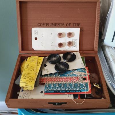 LOT 156: Elna 2110 Sewing Machine & Sew Box w/Notions