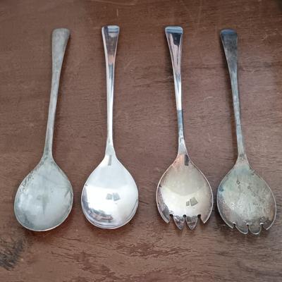 LOT 158: Unique Glass Colbalt Blue Beverage Stirrers Flatware, Vintage Souvenir Spoons, Vintage Folk Art Uncle Sam Tin Metal Shelf Sitter...