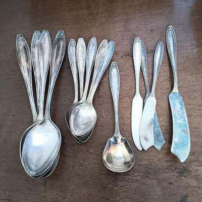 LOT 158: Unique Glass Colbalt Blue Beverage Stirrers Flatware, Vintage Souvenir Spoons, Vintage Folk Art Uncle Sam Tin Metal Shelf Sitter...