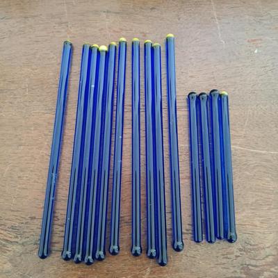 LOT 158: Unique Glass Colbalt Blue Beverage Stirrers Flatware, Vintage Souvenir Spoons, Vintage Folk Art Uncle Sam Tin Metal Shelf Sitter...