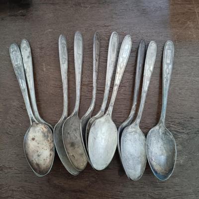 LOT 158: Unique Glass Colbalt Blue Beverage Stirrers Flatware, Vintage Souvenir Spoons, Vintage Folk Art Uncle Sam Tin Metal Shelf Sitter...