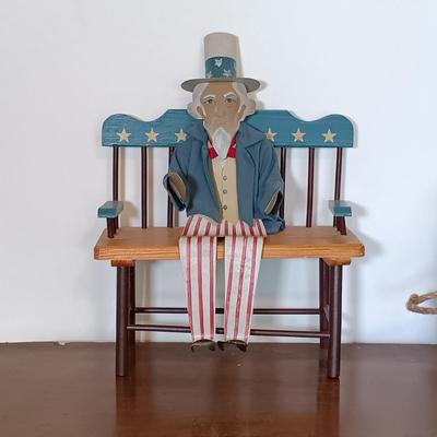 LOT 158: Unique Glass Colbalt Blue Beverage Stirrers Flatware, Vintage Souvenir Spoons, Vintage Folk Art Uncle Sam Tin Metal Shelf Sitter...