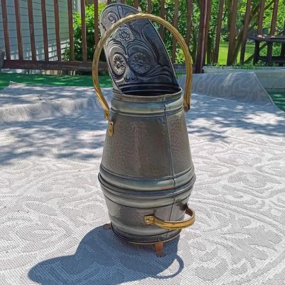 LOT 159: Vintage Coal Scuttle & Foot Stool