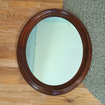 LOT 160: Bessie Pease Gutmann Prints: Kitty's Breakfast & The Lullaby along with an Oval Wooden Framed Mirror