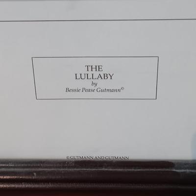 LOT 160: Bessie Pease Gutmann Prints: Kitty's Breakfast & The Lullaby along with an Oval Wooden Framed Mirror