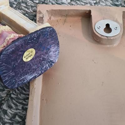 LOT 217: Shabby Chic Home Decor: Lamp, Pictures Frames, Crocheted Doilies & More