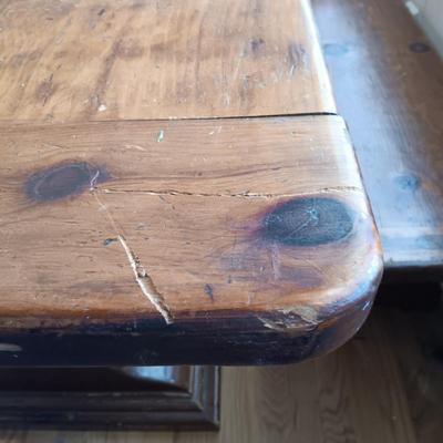 LOT 218: Handcrafted Farmhouse Table & Benches