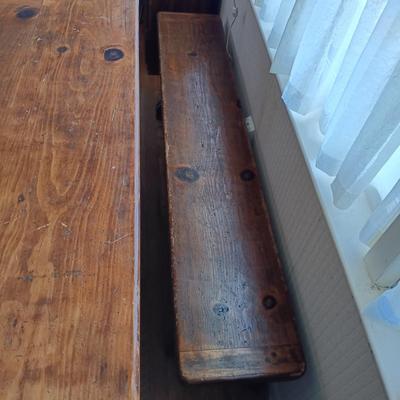 LOT 218: Handcrafted Farmhouse Table & Benches
