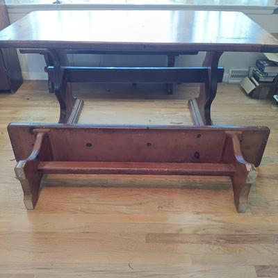 LOT 218: Handcrafted Farmhouse Table & Benches