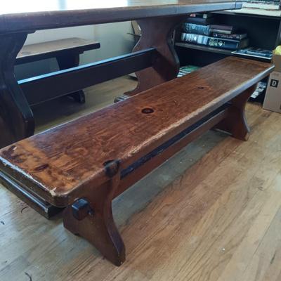 LOT 218: Handcrafted Farmhouse Table & Benches